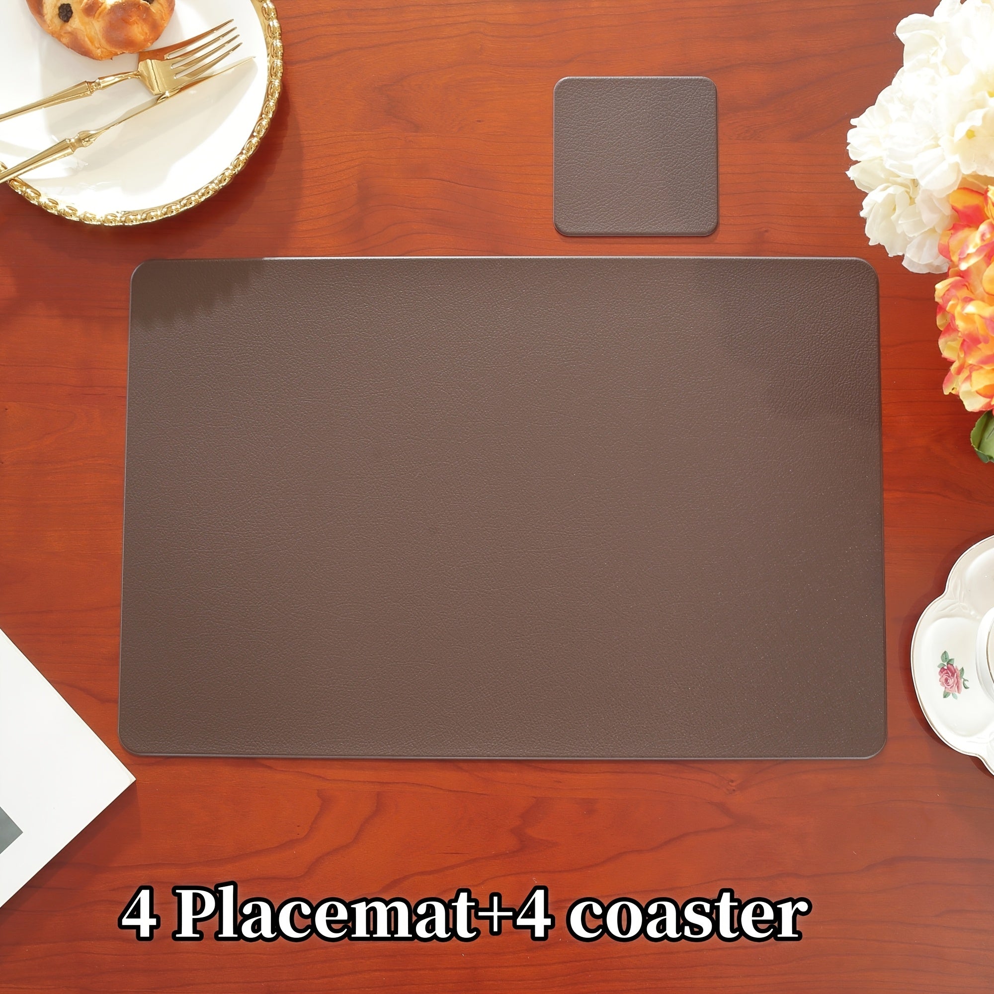 8\u002F12pcs Hotel & Restaurant Placemats Set, Rectangular Solid Color Premium Table Mats, Easy-to-Clean Heat-Resistant Coasters for Weddings, Parties, Home Kitchen Dining Tables, Festive Decor