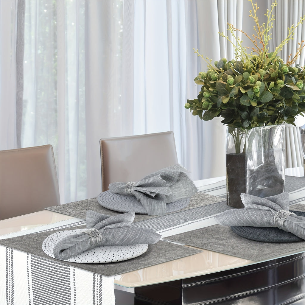 19pcs Boho Table Runner Placemat And Napkin Ring Set Modern Macrame Table Runner With Tassels 11.8 X 106.3'' Round And Rectangle Table Mat For Valentines Farmhouse Wedding Dining Table Decor