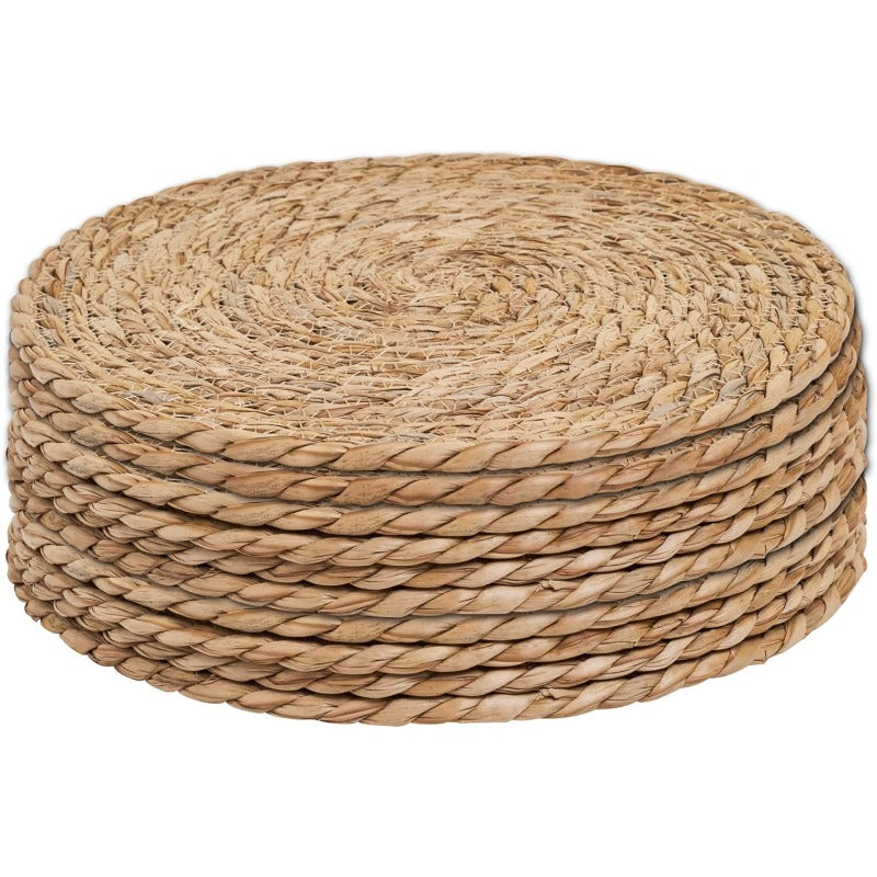 Set of 1012 Defined Deco Hand-Woven Natural Water Hyacinth Round Rattan Placemats - Rustic Farmhouse Braided Wicker Table Mats, 39.37inch Thick Durable Woven Design for Dining Table, Wedding, Home Decor - & Elegant Place Settings