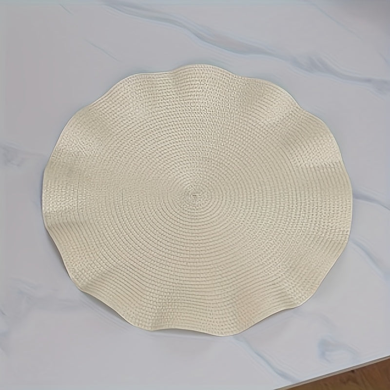 5pcs Creative Ruffled Irregular Table Placemats, Thick PP, 14.96in, Kitchen Dining Mat, Multiple Colors, Durable and Stylish, Ideal for Everyday Use, Non-Slip, Breathable, Easy to Clean