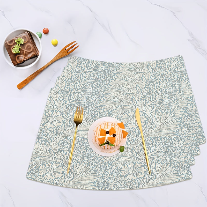 Fan-shaped Placemats with Upgraded Christmas Protection! Thickened Irregular-Shaped Leather Placemats, 11.6x20 Inches, Provide Powerful Heat Insulation and High-temperature Resistance, Creating a Barrier to Protect Tabletops from Scald Marks.