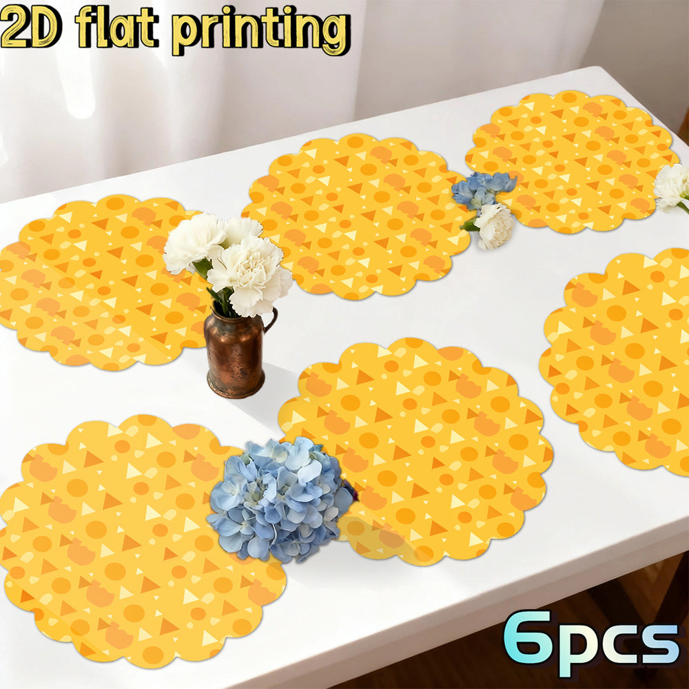 6pcs Modern Geometric Placemats - Table s with Triangle, Oval & Irregular Shapes, Neutral Tones Suitable for Modern Dining Tables, Kitchens, Casual & Formal Use