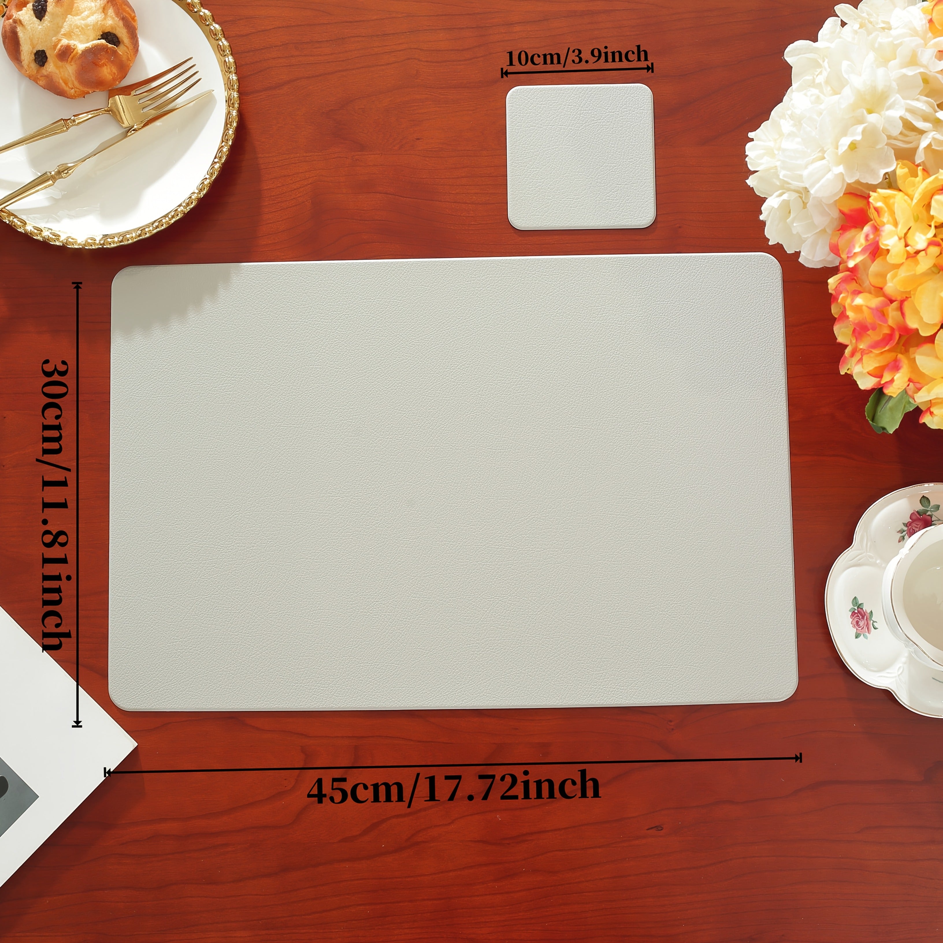 8\u002F12pcs Hotel & Restaurant Placemats Set, Rectangular Solid Color Premium Table Mats, Easy-to-Clean Heat-Resistant Coasters for Weddings, Parties, Home Kitchen Dining Tables, Festive Decor