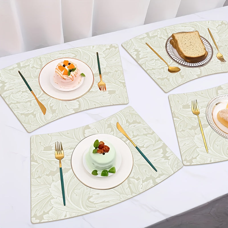 Scalloped Placemats Are Ready for Cozy Gatherings! 11.6-Inch Wide, 20-Inch Long Irregular-Shaped Leather Placemats, Thickened for Excellent Heat Insulation And High-Temperature Resistance, Non-Slip Bottom Design for Safety And Stability