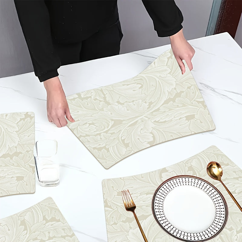 Scalloped Placemats Are Ready for Cozy Gatherings! 11.6-Inch Wide, 20-Inch Long Irregular-Shaped Leather Placemats, Thickened for Excellent Heat Insulation And High-Temperature Resistance, Non-Slip Bottom Design for Safety And Stability