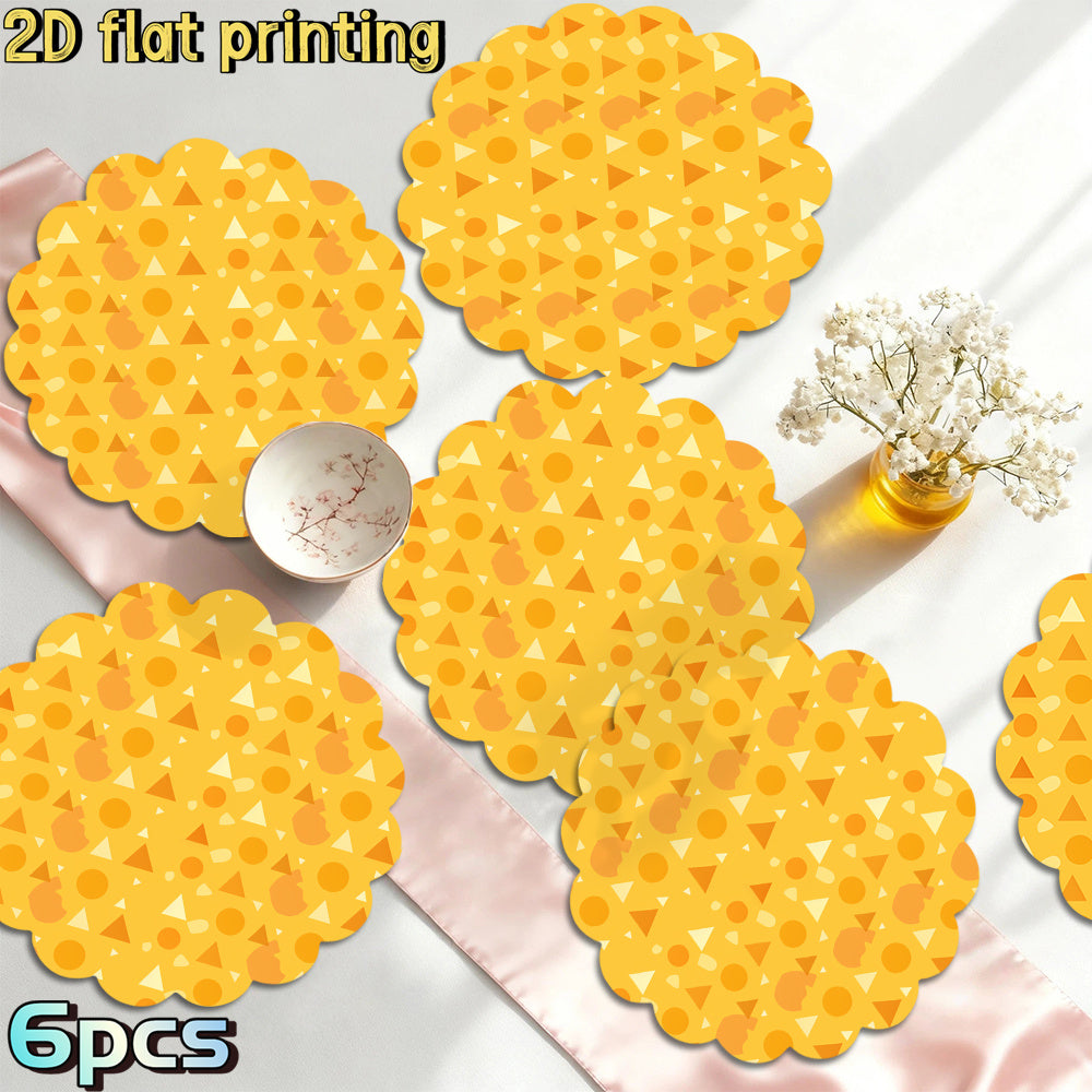 6pcs Modern Geometric Placemats - Table s with Triangle, Oval & Irregular Shapes, Neutral Tones Suitable for Modern Dining Tables, Kitchens, Casual & Formal Use