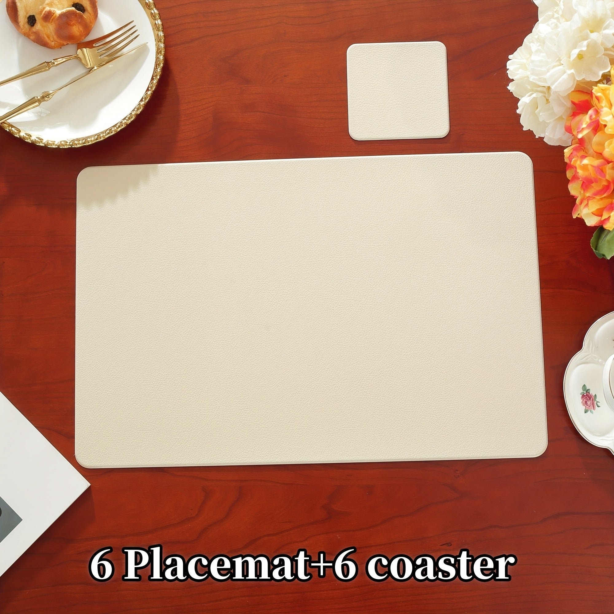 8\u002F12pcs Hotel & Restaurant Placemats Set, Rectangular Solid Color Premium Table Mats, Easy-to-Clean Heat-Resistant Coasters for Weddings, Parties, Home Kitchen Dining Tables, Festive Decor